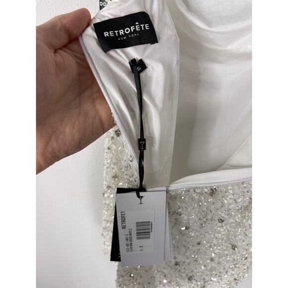 Retrofete Olivia Beaded Sequin Mini Dress Halter Party Bridal Evening Formal S - Picture 11 of 11